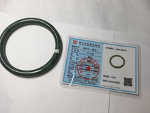 Load image into Gallery viewer, 62mm certified 100% Natural dark green/black round cut nephrite (碧玉) bangle HN18-9161