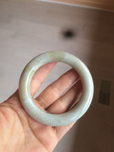 Load image into Gallery viewer, 56.4mm 100% Natural white/beige with floating dandelions chubby round cut nephrite jade bangle HT91