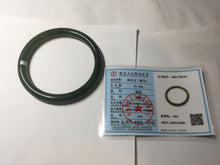 Load image into Gallery viewer, 60mm certified 100% Natural dark green/black round cut nephrite (碧玉) bangle HN19-9158
