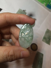 Load image into Gallery viewer, 100% Natural type A light green safe and sound pendant with the carved hieroglyph of "Buddha" jadeite Jade pendant group B99