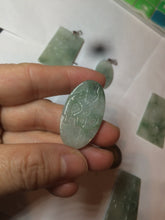 Load image into Gallery viewer, 100% Natural type A light green safe and sound pendant with the carved hieroglyph of "Buddha" jadeite Jade pendant group B99