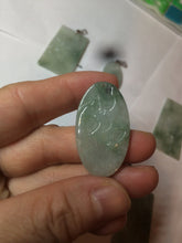 Load image into Gallery viewer, 100% Natural type A light green safe and sound pendant with the carved hieroglyph of "Buddha" jadeite Jade pendant group B99