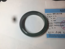 Load image into Gallery viewer, 57.5mm certified type A 100% Natural icy watery dark green/black Jadeite jade bangle AM71-1090