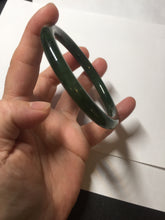 Load image into Gallery viewer, 60mm certified 100% Natural dark green/black round cut nephrite (碧玉) bangle HN19-9158