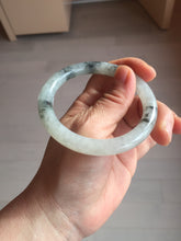 Load image into Gallery viewer, 54.7mm certified Type A 100% Natural icy watery light green with green floating flowers round cut Jadeite Jade bangle BK136-7343