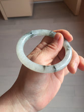 Load image into Gallery viewer, 54.7mm certified Type A 100% Natural icy watery light green with green floating flowers round cut Jadeite Jade bangle BK136-7343