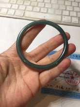 Load image into Gallery viewer, 59.3mm Certified Type A 100% Natural dark green/blue/gray Guatemala slim round cut Jadeite bangle BP192-2456