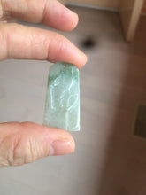 Load image into Gallery viewer, 100% Natural type A light green safe and sound pendant with the carved hieroglyph of "Buddha" jadeite Jade pendant group B99