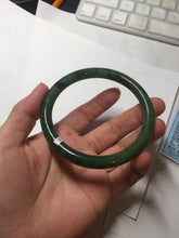 Load image into Gallery viewer, 62mm certified 100% Natural dark green/black round cut nephrite (碧玉) bangle HN20-9149