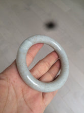 Load image into Gallery viewer, 56.4mm 100% Natural white/beige with floating dandelions chubby round cut nephrite jade bangle HT91