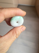 Load image into Gallery viewer, 24-28mm 100% Natural green/purple with sunny green floating flowers jadeite Jade Safety Guardian Button(donut) Pendant/worry stone H152