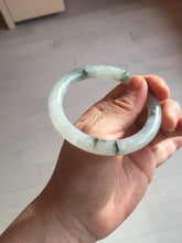 Load image into Gallery viewer, 54.7mm certified Type A 100% Natural icy watery light green with green floating flowers round cut Jadeite Jade bangle BK136-7343