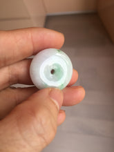 Load image into Gallery viewer, 24-28mm 100% Natural green/purple with sunny green floating flowers jadeite Jade Safety Guardian Button(donut) Pendant/worry stone H152