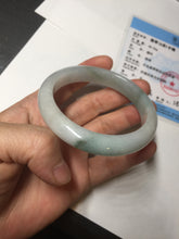 Load image into Gallery viewer, 54.8mm certified type A 100% Natural icy watery green/white jadeite jade bangle BP35-8906