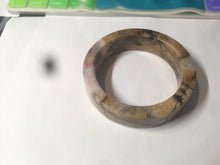 Load image into Gallery viewer, 54.9mm 100% natural pink/black time series(时光系列) rose stone (Rhodonite)square bangle XY83