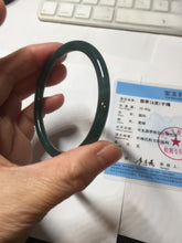 Load image into Gallery viewer, 56.5mm Certified Type A 100% Natural dark green/blue/gray Guatemala slim round cut Jadeite bangle BP193-2452