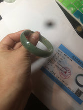 Load image into Gallery viewer, 51.6mm certified Type A 100% Natural oily dark green  thin style Jadeite jade bangle AM73-2825