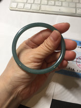 Load image into Gallery viewer, 59.5mm Certified Type A 100% Natural dark green/blue/gray Guatemala slim round cut Jadeite bangle BP194-2462