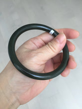 Load image into Gallery viewer, 62mm certified 100% Natural dark green/black round cut nephrite (碧玉) bangle HN21-9155