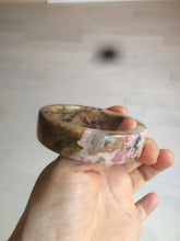 Load image into Gallery viewer, 54.9mm 100% natural pink/black time series(时光系列) rose stone (Rhodonite)square bangle XY83