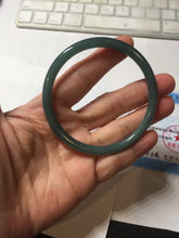 Load image into Gallery viewer, 59.5mm Certified Type A 100% Natural dark green/blue/gray Guatemala slim round cut Jadeite bangle BP194-2462