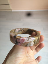 Load image into Gallery viewer, 54.9mm 100% natural pink/black time series(时光系列) rose stone (Rhodonite)square bangle XY83