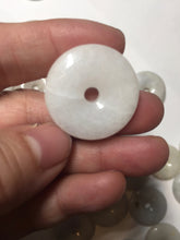 Load image into Gallery viewer, 24-25mm Type A 100% Natural dark green/white Jadeite Jade Safety Guardian Button donut Pendant group AK40-1 (Add-on items)