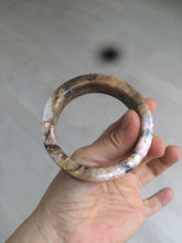 Load image into Gallery viewer, 54.9mm 100% natural pink/black time series(时光系列) rose stone (Rhodonite)square bangle XY83