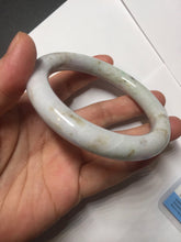 Load image into Gallery viewer, 58.5mm Certified Type A 100% Natural light green/sunny green/brown/black chubby round cut Jadeite bangle PD86-1096