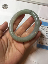 Load image into Gallery viewer, 55mm certified 100% natural Type A light green gray chubby round cut jadeite jade bangle PC100-9131
