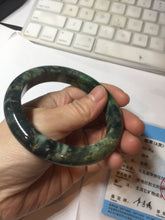 Load image into Gallery viewer, 59mm certificated Type A 100% Natural dark green/brown/black Jadeite Jade bangle AA103-9776