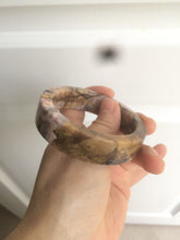 Load image into Gallery viewer, 54.9mm 100% natural pink/black time series(时光系列) rose stone (Rhodonite)square bangle XY83