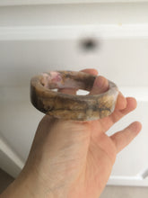 Load image into Gallery viewer, 54.9mm 100% natural pink/black time series(时光系列) rose stone (Rhodonite)square bangle XY83