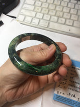 Load image into Gallery viewer, 59mm certificated Type A 100% Natural dark green/brown/black Jadeite Jade bangle AA103-9776