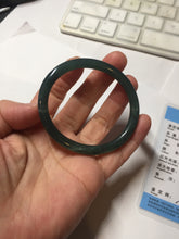 Load image into Gallery viewer, 50.5mm Certified Type A 100% Natural dark green/blue/gray Guatemala slim round cut oval Jadeite bangle BP196-2470