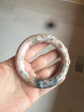 Load image into Gallery viewer, 54.9mm 100% natural red/pink/black chubby round cut rose stone (Rhodonite) bangle XY84