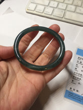 Load image into Gallery viewer, 50.5mm Certified Type A 100% Natural dark green/blue/gray Guatemala slim round cut oval Jadeite bangle BP196-2470