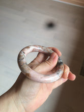 Load image into Gallery viewer, 54.9mm 100% natural red/pink/black chubby round cut rose stone (Rhodonite) bangle XY84