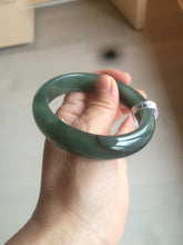 Load image into Gallery viewer, 57.5mm certified type A 100% Natural icy watery dark green/black Jadeite jade bangle AM71-1090