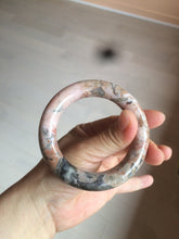 Load image into Gallery viewer, 54.9mm 100% natural red/pink/black chubby round cut rose stone (Rhodonite) bangle XY84