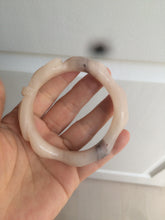 Load image into Gallery viewer, 56mm 100% natural light Pink/black Quartzite (Shetaicui jade) 3D carved Bow knot and wave bangle XY66