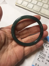 Load image into Gallery viewer, 50.5mm Certified Type A 100% Natural dark green/blue/gray Guatemala slim round cut oval Jadeite bangle BP196-2470