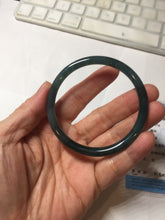 Load image into Gallery viewer, 56mm Certified Type A 100% Natural dark green/blue/gray Guatemala slim round cut Jadeite bangle BP197-2078