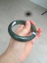 Load image into Gallery viewer, 57.5mm certified type A 100% Natural icy watery dark green/black Jadeite jade bangle AM71-1090