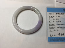 Load image into Gallery viewer, 54mm Certified type A 100% Natural light green purple round cut Jadeite bangle PC102-4955