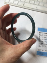 Load image into Gallery viewer, 56mm Certified Type A 100% Natural dark green/blue/gray Guatemala slim round cut Jadeite bangle BP197-2078