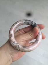 Load image into Gallery viewer, 54.9mm 100% natural red/pink/black chubby round cut rose stone (Rhodonite) bangle XY84