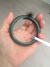 Load image into Gallery viewer, 57.5mm certified type A 100% Natural icy watery dark green/black Jadeite jade bangle AM71-1090