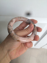 Load image into Gallery viewer, 54.9mm 100% natural red/pink/black chubby round cut rose stone (Rhodonite) bangle XY84