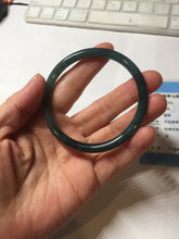 Load image into Gallery viewer, 56mm Certified Type A 100% Natural dark green/blue/gray Guatemala slim round cut Jadeite bangle BP197-2078